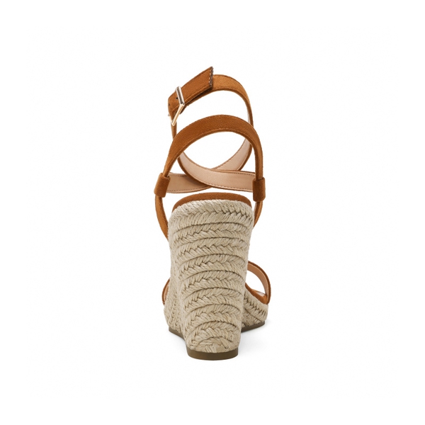 Open Toe Espadrille Platform Wedge Sandals - TAN SUEDE - 2